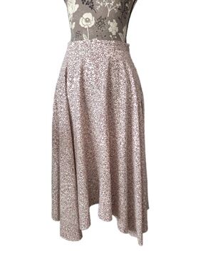Morris & Co. Women's 4 Cream Brown & Pink Lined A-Line Midi Side Zip Closure
